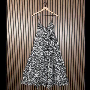 Vintage Aqua Dress Small Womens Black & White A Line Maxi Sleeveless Geometric